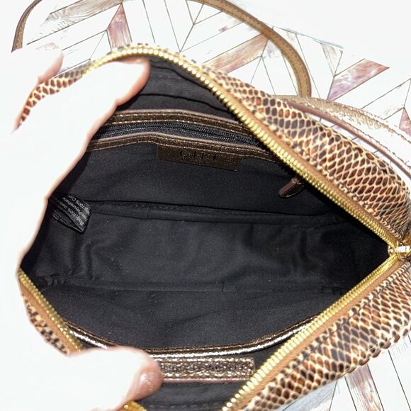 GILI Leather Snakeskin Embossed Crossbody Metallic Trim - Picture 8 of 13